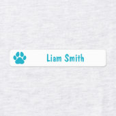 Blue Paw Print Personalized Kids Name Labels (Design 2)