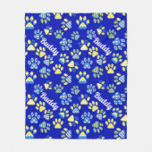 Blue Paws gepersonaliseerde hond Fleece Deken (Voorkant)