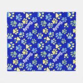 Blue Paws gepersonaliseerde hond Fleece Deken (Voorkant (Horizontaal))