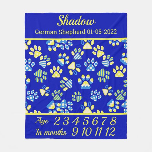 Blue Paws Milestone Deken voor huisdieren (Voorkant)