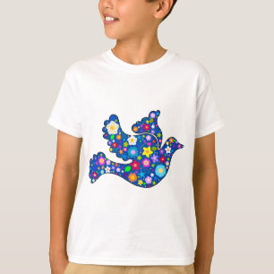 Blue Peace Dove gemaakt van sierbloemen T-shirt