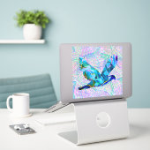 Blue Peace Dove Style Sticker (Laptop op bureau)