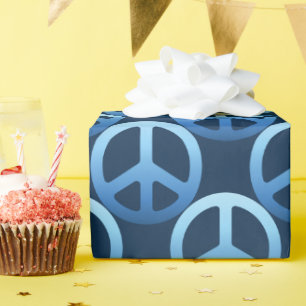 Blue Peace Sign-patroon Cadeaupapier