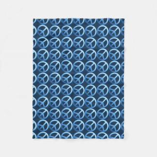Blue Peace Sign-patroon Fleece Deken