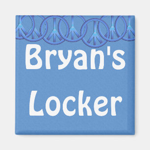 Blue Peace Signs Personalized Locker Magnet