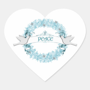 Blue Peace Wreater met Doves Stickers