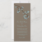 Blue Peach Blossom Sakura Asian Wedding Invite Kaart (Voorkant)