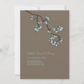 Blue Peach Blossom Sakura Asian Wedding Invite Kaart (Achterkant)