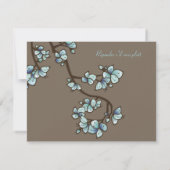 Blue Peach Blossoms Sakura carte de mariage asiati (Dos)