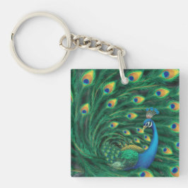 Blue Peacock Bird Sleutelhanger
