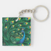 Blue Peacock Bird Sleutelhanger (Achterkant)
