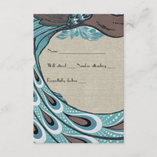 Blue  Peacock Brown Linen rsvp Kaartje