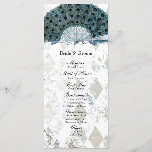 Blue Peacock Fan Wedding Programma (Voorkant)