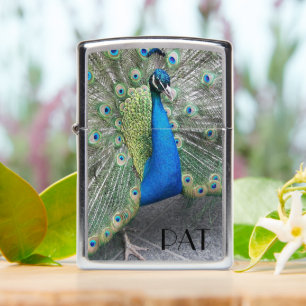Blue Peacock Fantail Photo Monogram
