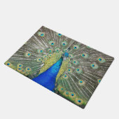 Blue Peacock Feather Plumage Deurmat (Schuin)