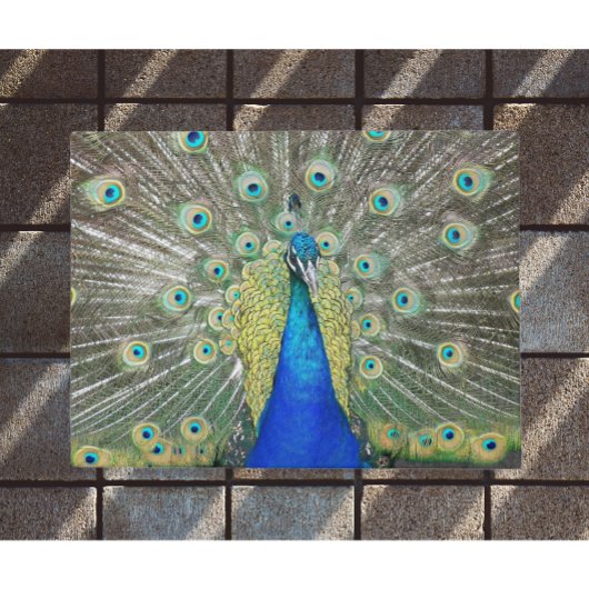 Blue Peacock Feather Plumage Deurmat