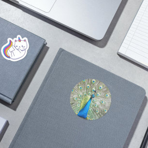 Blue Peacock Feather Plumage Foto Hart Sticker