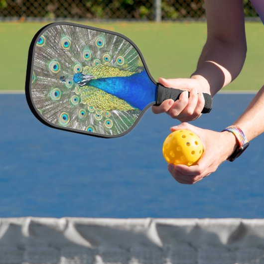 Blue Peacock Feather Plumage Pickleball Paddle (Insitu)