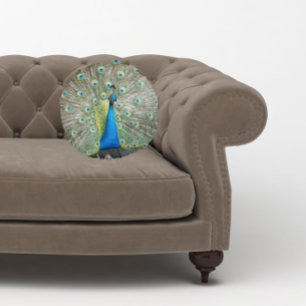 Blue Peacock Feather Plumage Rond Kussen