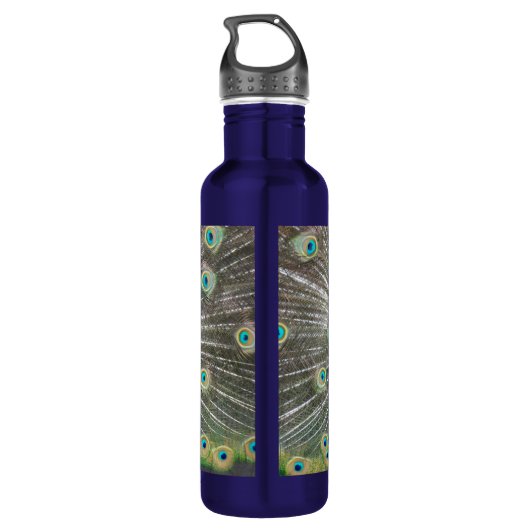 Blue Peacock Feather Plumage Waterfles (Achterkant)