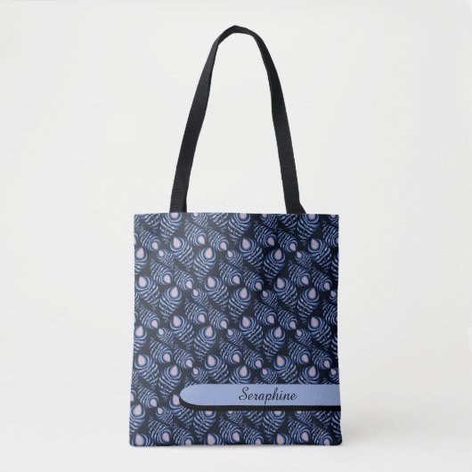 Blue Peacock Feather Tote Bag (Devant)