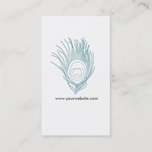 Blue Peacock Feather Visitekaartje (Achterkant)