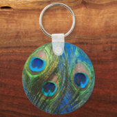 Blue Peacock Feathers Sleutelhanger (Voorkant)