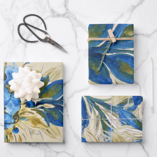 Blue Peacock Feathers Waterverf met de hand geverf Inpakpapier Vel