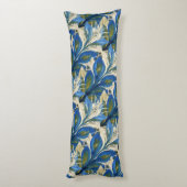 Blue Peacock Feathers Waterverf met de hand geverf Lichaamskussen (Achterkant (Verticaal))