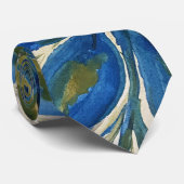 Blue Peacock Feathers Waterverf met de hand geverf Stropdas (Opgerold)