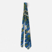 Blue Peacock Feathers Waterverf met de hand geverf Stropdas (Achterkant)