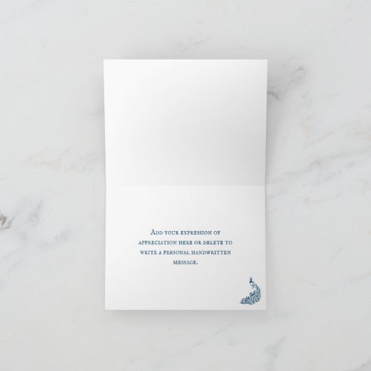 Blue Peacock Leaf Vine Bedankt kaarten (Binnen)