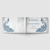 Blue Peacock Leaf Vine Wedding Guestbook Gastenboek (Volledig)