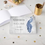 Blue Peacock Mariage Livre d'or<br><div class="desc">Enregistrez les invités à votre grande journée avec un livre d'or du jour de mariage Blue Peacock. Le design du livre d'or comprend un élégant paon,  un feuillage délicat et un arrière - plan grinçant. Papier à lettres mariage supplémentaire disponible avec cette conception aussi.</div>