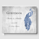 Blue Peacock Mariage Livre d'or<br><div class="desc">Enregistrez les invités à votre grande journée avec un livre d'or du jour de mariage Blue Peacock. Le design du livre d'or comprend un élégant paon,  un feuillage délicat et un arrière - plan grinçant. Papier à lettres mariage supplémentaire disponible avec cette conception aussi.</div>