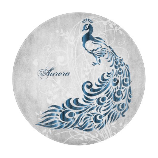 Blue Peacock Personalized Cutting Board Snijplank (Voorkant)