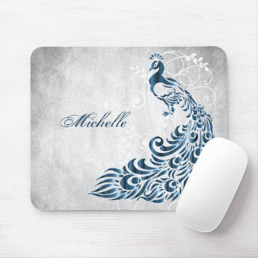 Blue Peacock Personalized Mousepad Muismat (Met muis)