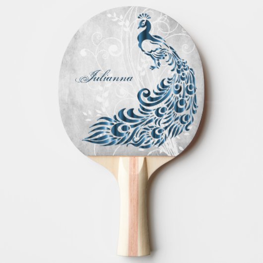Blue Peacock Personalized Ping Pong Paddle Tafeltennisbatje (Voorkant)
