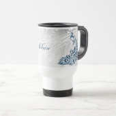 Blue Peacock Personalized Travel Mug Reisbeker (Voorkant rechts)