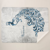 Blue Peacock persoonlijke Sherpa Blanket Deken (Voorkant (horizontaal))