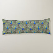 Blue Peacock Plumage Photo Pattern Lichaamskussen (Achterkant)