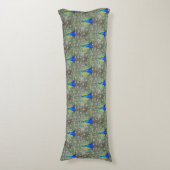 Blue Peacock Plumage Photo Pattern Lichaamskussen (Voorkant Verticaal)