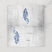 Blue Peacock Reception Place Card (Buitenkant ongevouwen)