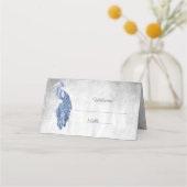 Blue Peacock Reception Place Card (Voorkant)
