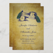 Blue Peacock Rustic Enregistrer la carte Date (Devant / Derrière)