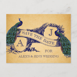 Blue Peacock Save the Date Briefkaart
