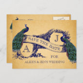 Blue Peacock  Save the Date Briefkaart (Voorkant / Achterkant)