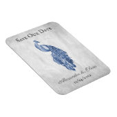 Blue Peacock Save the Date Magnet Magneet (Rechterzijde)