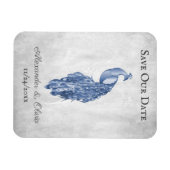 Blue Peacock Save the Date Magnet Magneet (Horizontaal)