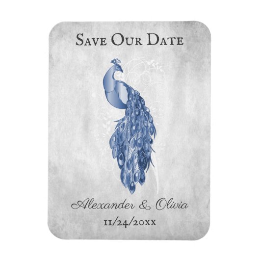Blue Peacock Save the Date Magnet Magneet (Verticaal)